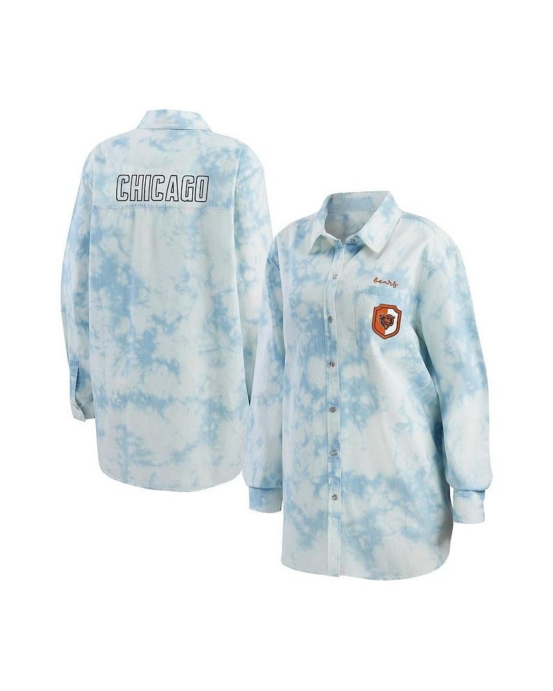 Women's Denim Chicago Bears Chambray Acid-Washed Long Sleeve Button-Up Shirt Denim $32.00 Tops