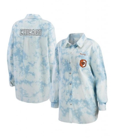 Women's Denim Chicago Bears Chambray Acid-Washed Long Sleeve Button-Up Shirt Denim $32.00 Tops