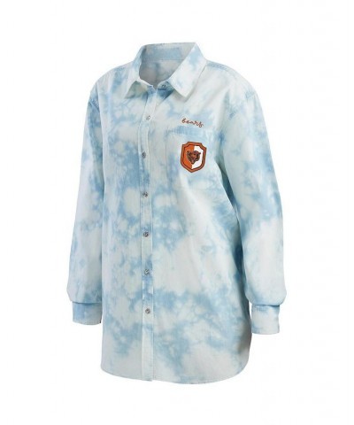 Women's Denim Chicago Bears Chambray Acid-Washed Long Sleeve Button-Up Shirt Denim $32.00 Tops