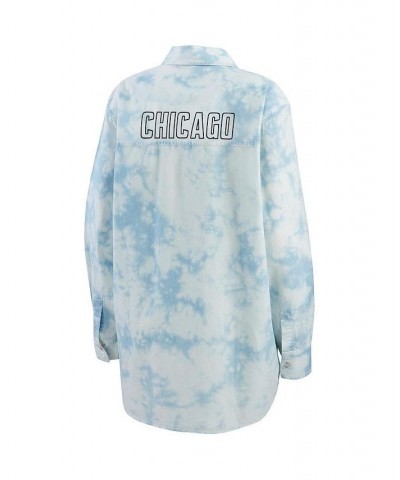 Women's Denim Chicago Bears Chambray Acid-Washed Long Sleeve Button-Up Shirt Denim $32.00 Tops