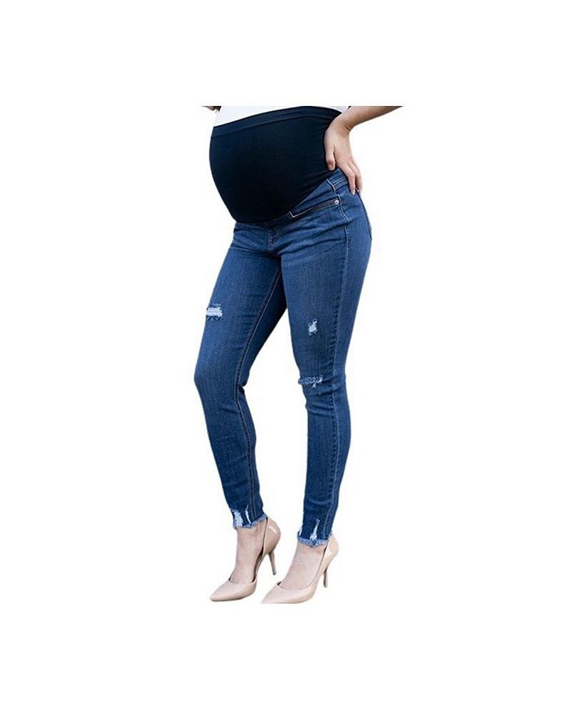 Raw Hem Destructed Maternity Jean Blue $16.90 Jeans