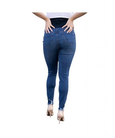 Raw Hem Destructed Maternity Jean Blue $16.90 Jeans