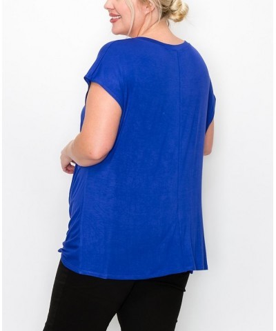 Plus Size V-neck Twist Front Top Royal $16.56 Tops