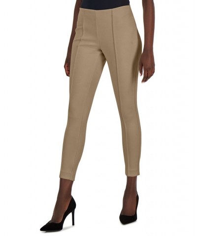 Petite Pull-On Scuba Faux-Suede Hollywood-Waist Ankle Pants Light Coffee $32.73 Pants