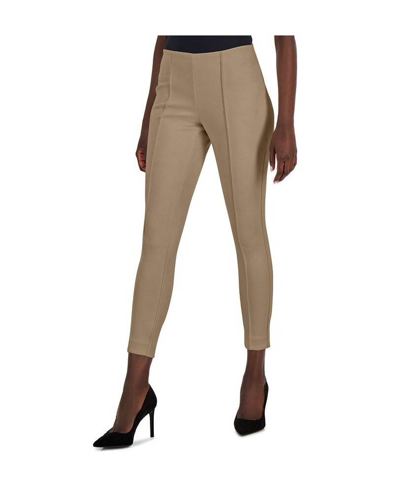 Petite Pull-On Scuba Faux-Suede Hollywood-Waist Ankle Pants Light Coffee $32.73 Pants