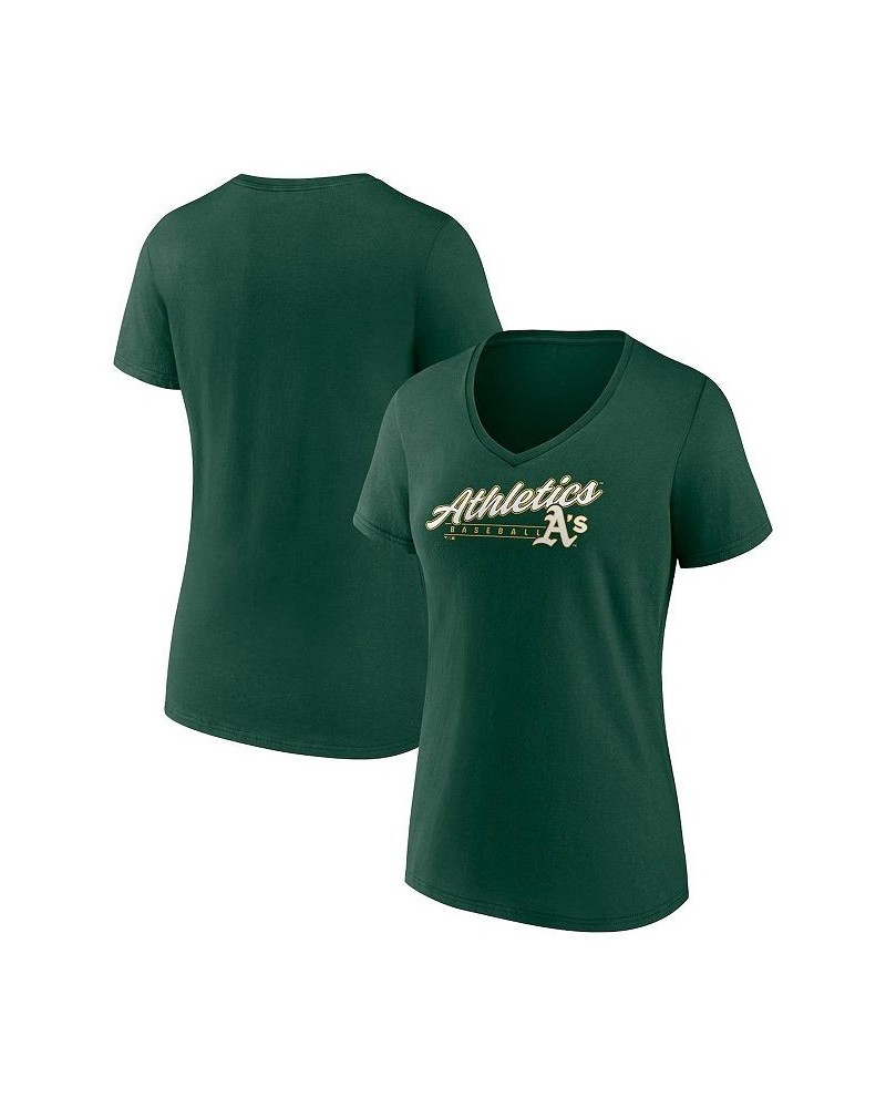 Women's Branded Green Oakland Athletics One and Only V-Neck T-shirt Green $17.10 Tops