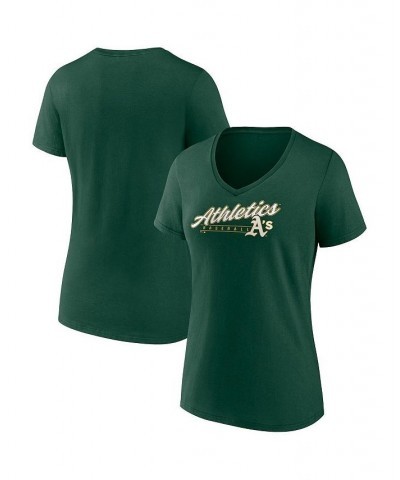 Women's Branded Green Oakland Athletics One and Only V-Neck T-shirt Green $17.10 Tops