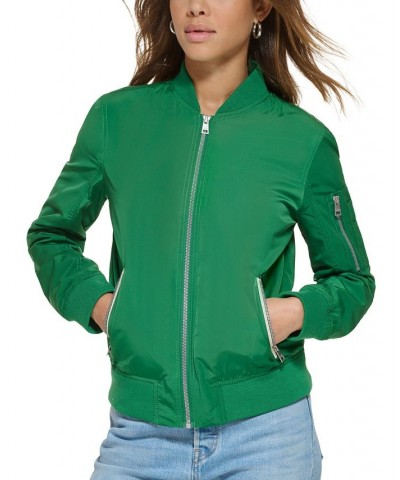 Women's Zip-Detail Bomber Jacket Turkish Sea $33.60 Jackets