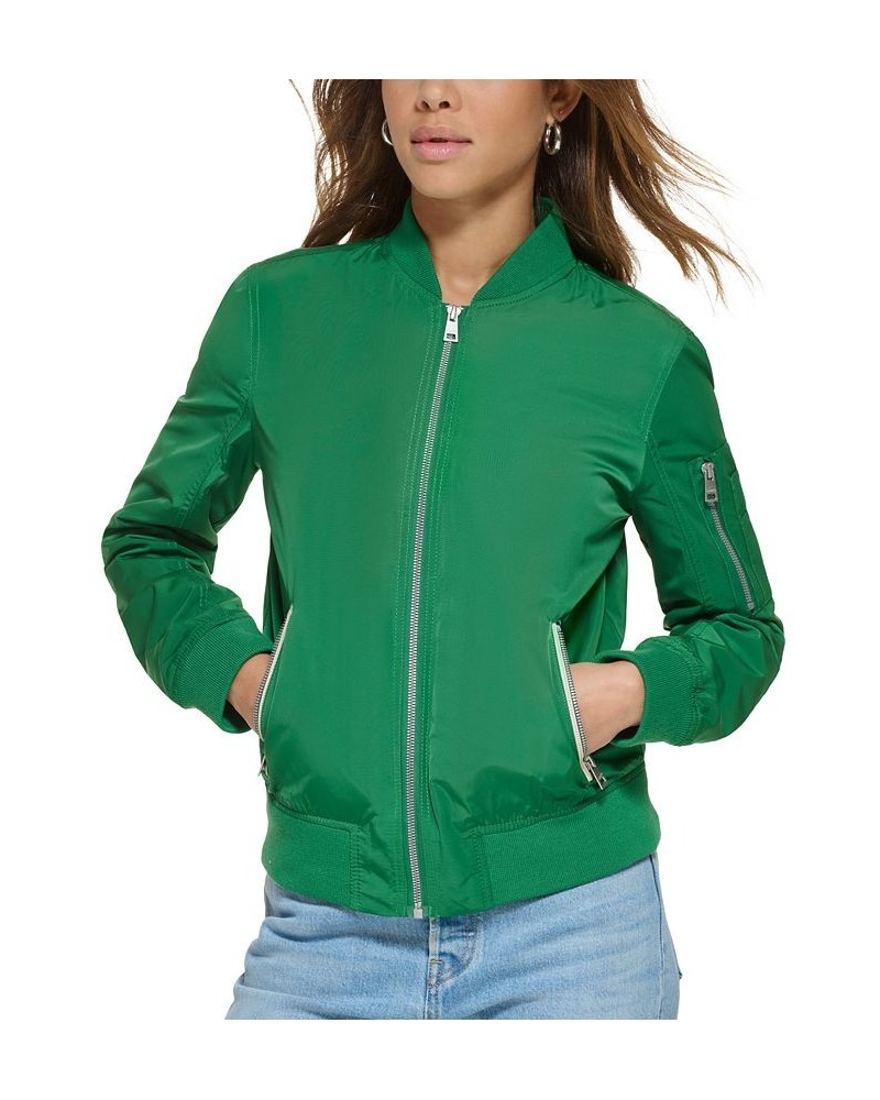 Women's Zip-Detail Bomber Jacket Turkish Sea $33.60 Jackets