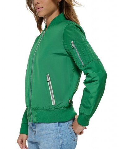 Women's Zip-Detail Bomber Jacket Turkish Sea $33.60 Jackets