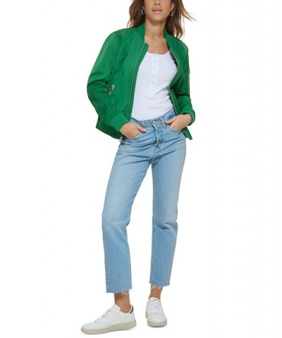 Women's Zip-Detail Bomber Jacket Turkish Sea $33.60 Jackets