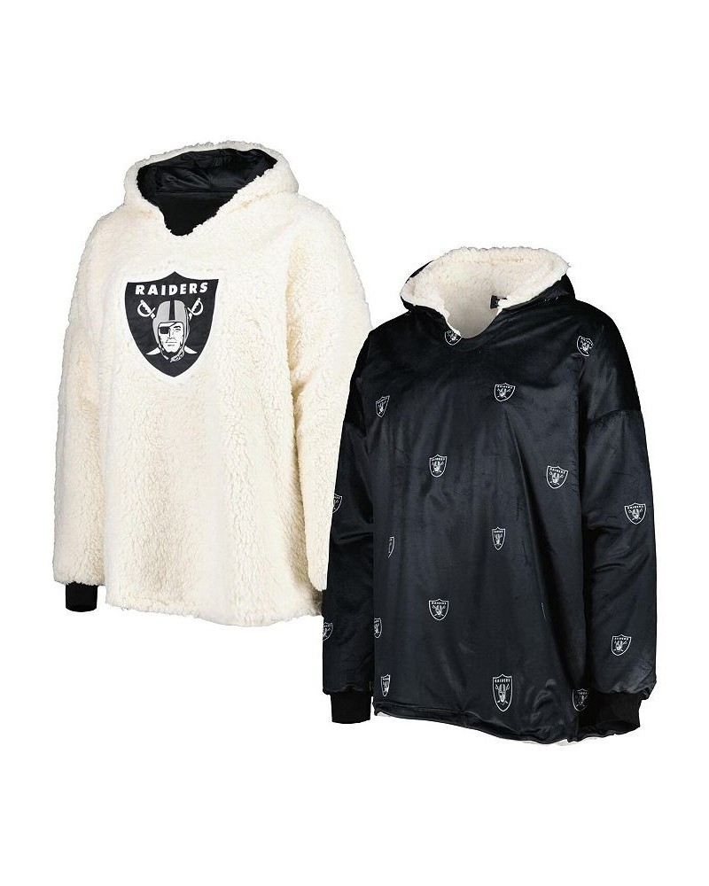 Women's Black White Las Vegas Raiders Repeat Print Reversible Hoodeez Black, White $52.24 Sweatshirts