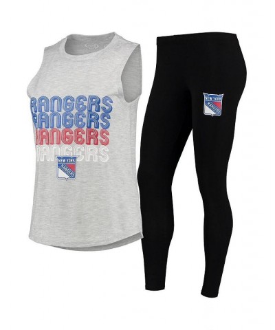 Women's Heathered Gray Black New York Rangers Profound Tank Top and Leggings Sleep Set Heathered Gray, Black $31.19 Pajama