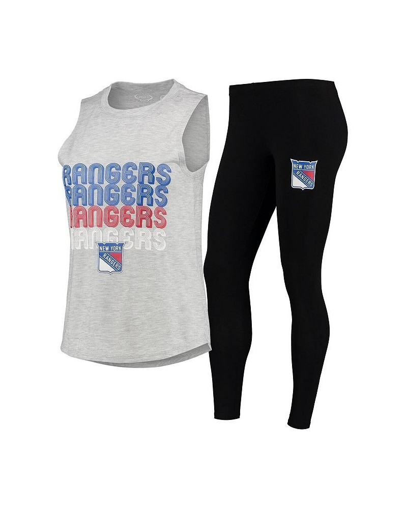 Women's Heathered Gray Black New York Rangers Profound Tank Top and Leggings Sleep Set Heathered Gray, Black $31.19 Pajama