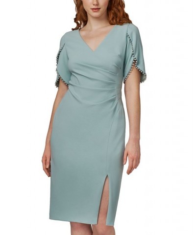 Pearl-Trim Cocktail Dress Cloudy Aqua $65.19 Dresses