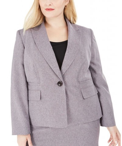 Plus Size Melange Skirt Suit 1 Btn Flounce Skirt Suit $58.50 Suits