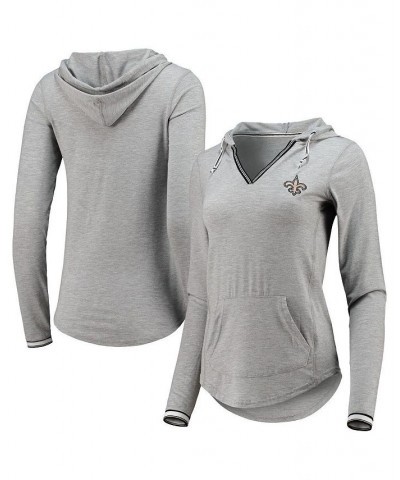 Women's Heathered Gray New Orleans Saints Warm-Up Tri-Blend Hoodie Long Sleeve V-Neck T-shirt Heathered Gray $37.79 Tops