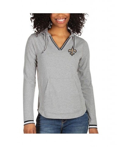 Women's Heathered Gray New Orleans Saints Warm-Up Tri-Blend Hoodie Long Sleeve V-Neck T-shirt Heathered Gray $37.79 Tops