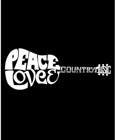 Women's Premium Peace Love Country Word Art Flowy Tank Top Black $24.74 Tops