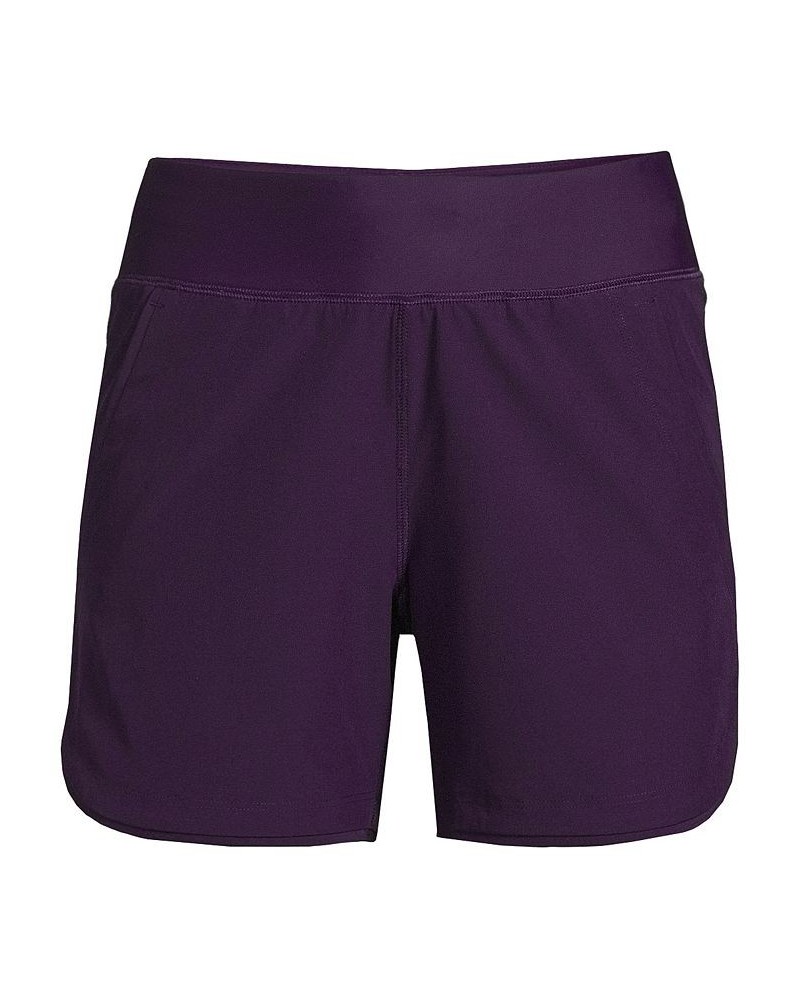 Women's Curvy Fit 5" Quick Dry Elastic Waist Swim Shorts with Panty Blackberry $37.07 Swimsuits