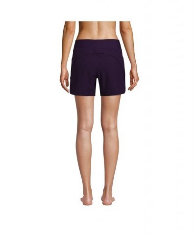 Women's Curvy Fit 5" Quick Dry Elastic Waist Swim Shorts with Panty Blackberry $37.07 Swimsuits