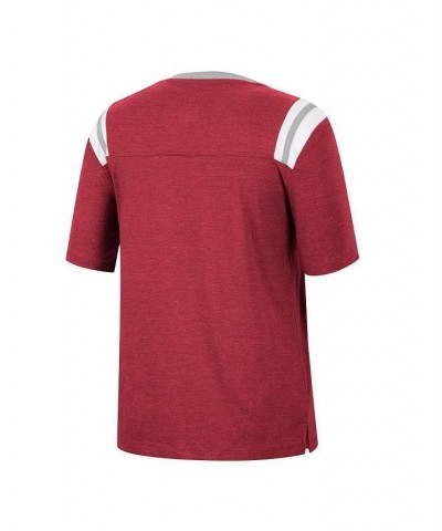 Women's Heathered Crimson Oklahoma Sooners 15 Min Early Football V-Neck T-shirt Crimson $22.25 Tops