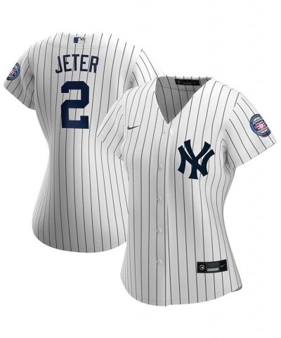 Women's Derek Jeter White and Navy New York Yankees 2020 Hall of Fame Induction Home Replica Player Name Jersey White, Navy $...