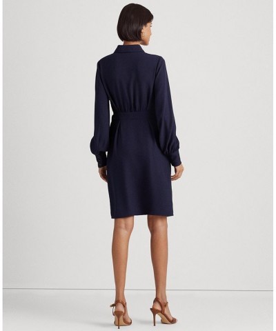 Women's Double-Faced Georgette Wrap Dress Blue $95.55 Dresses