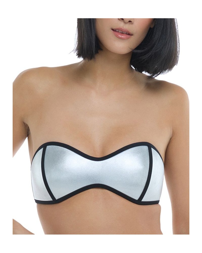 Juniors' The 91 Tainted-Love Retro Bandeau Silver $38.40 Swimsuits