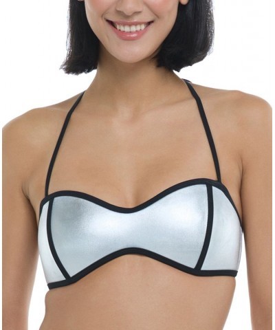 Juniors' The 91 Tainted-Love Retro Bandeau Silver $38.40 Swimsuits