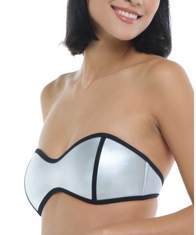 Juniors' The 91 Tainted-Love Retro Bandeau Silver $38.40 Swimsuits