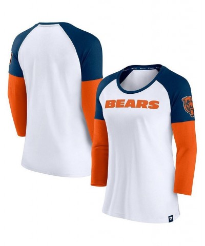 Women's Branded White Navy Chicago Bears Durable Raglan 3/4-Sleeve T-shirt White, Navy $28.99 Tops