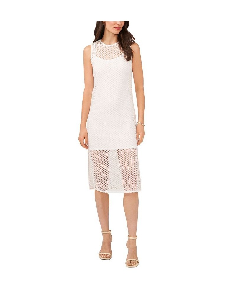 Women's Sleeveless Crochet Dress with Side Slits New Ivory $51.48 Dresses