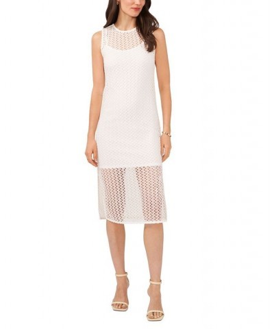 Women's Sleeveless Crochet Dress with Side Slits New Ivory $51.48 Dresses