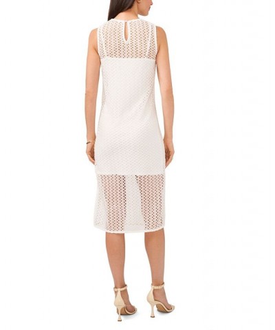 Women's Sleeveless Crochet Dress with Side Slits New Ivory $51.48 Dresses