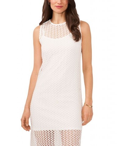 Women's Sleeveless Crochet Dress with Side Slits New Ivory $51.48 Dresses