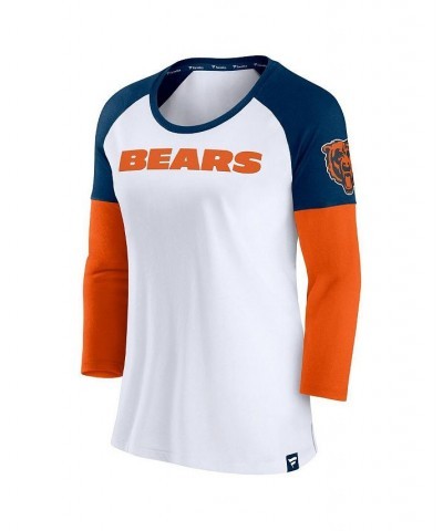 Women's Branded White Navy Chicago Bears Durable Raglan 3/4-Sleeve T-shirt White, Navy $28.99 Tops