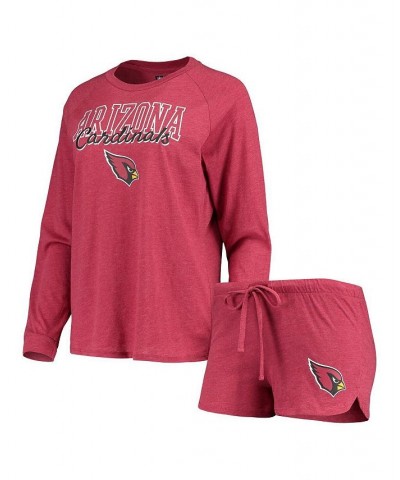 Women's Cardinal Arizona Cardinals Meter Knit Long Sleeve Raglan Top and Shorts Sleep Set Cardinal $32.20 Pajama