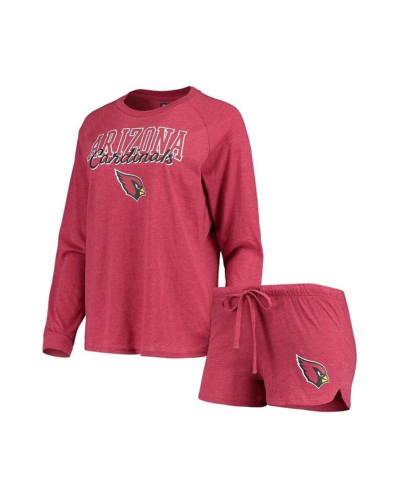 Women's Cardinal Arizona Cardinals Meter Knit Long Sleeve Raglan Top and Shorts Sleep Set Cardinal $32.20 Pajama