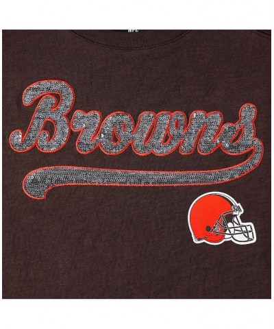 Women's Brown Cleveland Browns Justine Long Sleeve Tunic T-shirt Brown $37.40 Tops