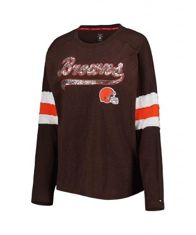 Women's Brown Cleveland Browns Justine Long Sleeve Tunic T-shirt Brown $37.40 Tops