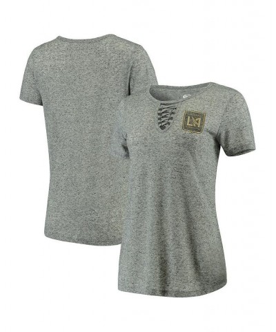 Women's Gray LAFC Podium Lace Up T-shirt Gray $18.00 Tops