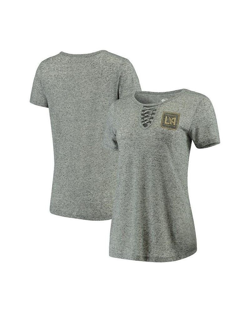 Women's Gray LAFC Podium Lace Up T-shirt Gray $18.00 Tops