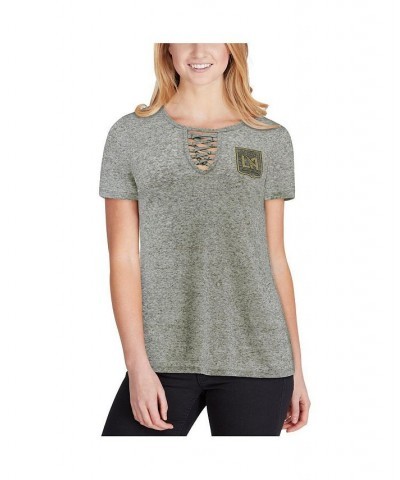 Women's Gray LAFC Podium Lace Up T-shirt Gray $18.00 Tops