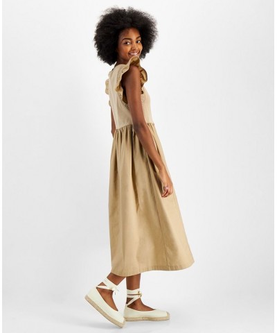 Sammy Cotton Midi Dress Taupe $26.45 Dresses