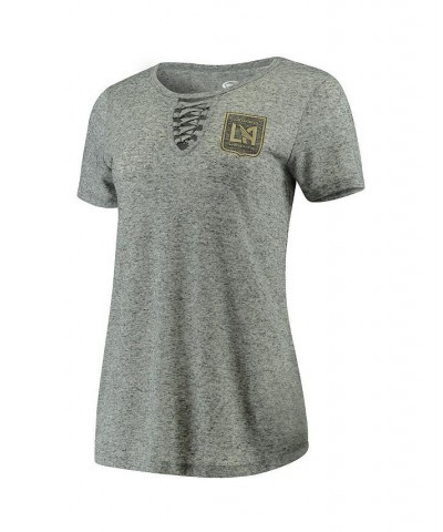 Women's Gray LAFC Podium Lace Up T-shirt Gray $18.00 Tops