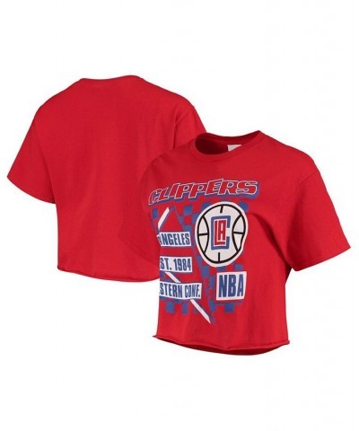 Women's Red Los Angeles Clippers Hometown Crop Top T-shirt Red $22.50 Tops