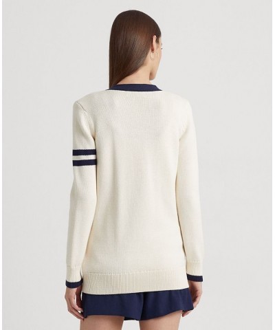 Petite Two-Tone Cotton Cardigan Sweater Cream $62.00 Sweaters