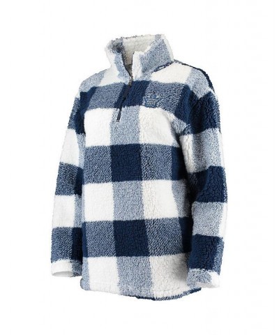 Women's Blue White Toronto Maple Leafs Plaid Sherpa Quarter-Zip Jacket Blue, White $35.20 Jackets