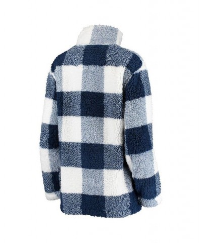 Women's Blue White Toronto Maple Leafs Plaid Sherpa Quarter-Zip Jacket Blue, White $35.20 Jackets